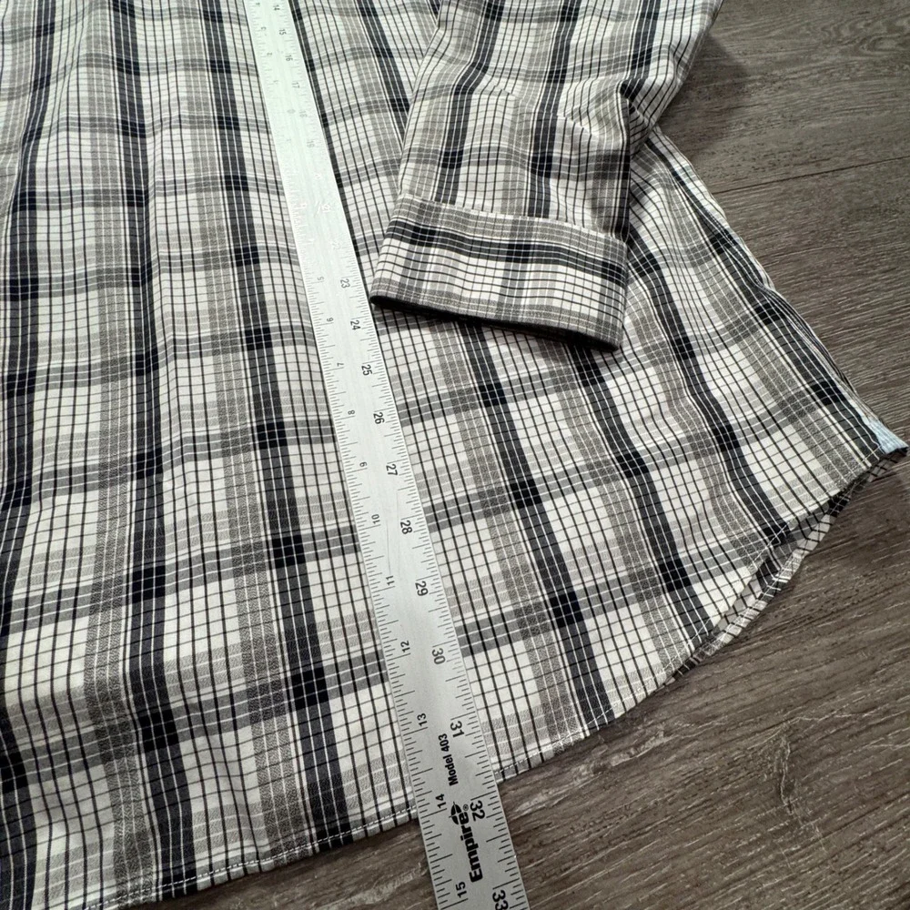 Banana Republic Shirt Men XL Gray Plaid 100% Cotton Grant Fit Preppy Classiccore
